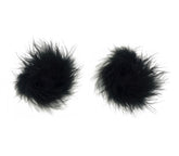 Love In Leather Marabou Fluff Nipple Pasties - Black - Breast and Nipple Toys